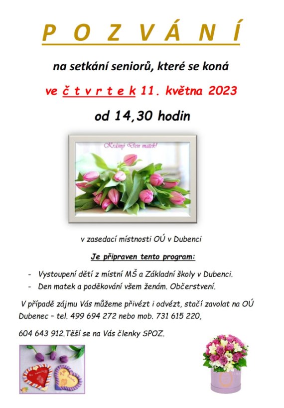 Setkání seniorů - Den matek 2023