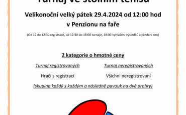 Velikonoční turnaj ve stolním tenisu