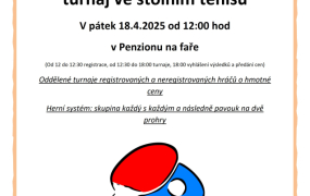 Velikonoční turnaj ve stolním tenisu