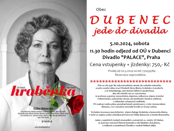Dubeňáci jedou do divadla - 5.10.2024 - VYPRODÁNO!