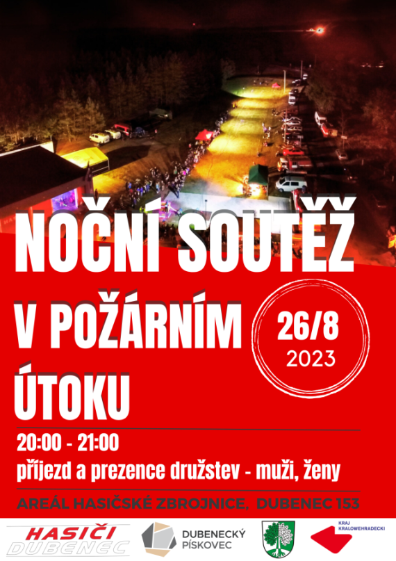 Noční soutěž v požárním útoku Dubenec 2023