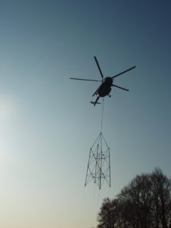 Akce montáž vysilače Vodafone vrtulníkem, lokalita U Boženky, rok 2012